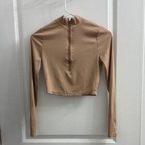 Crop Tan Long Sleeve Women's Top